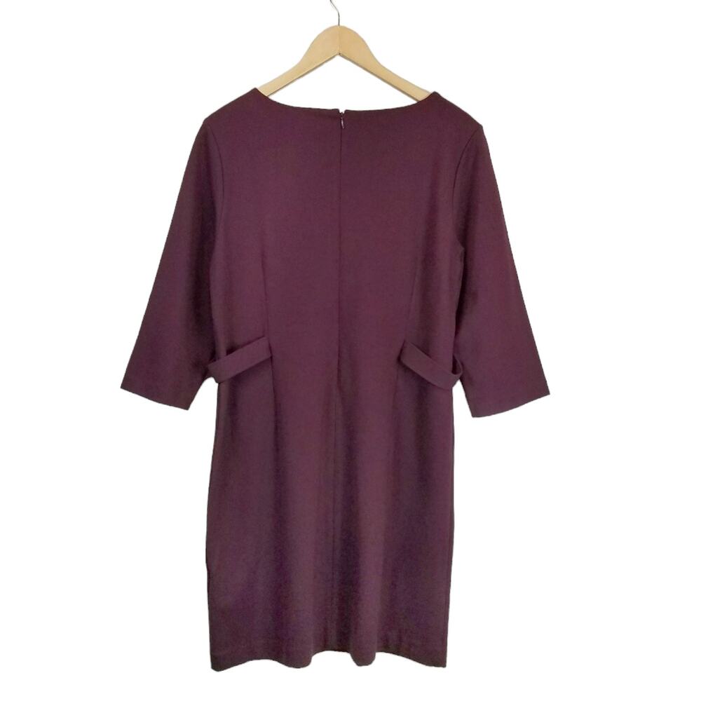 Chico's 3/4 Sleeve Ponte Knit Sheath Dress Plum Eggplant Purple Size 12 - Picture 3 of 6
